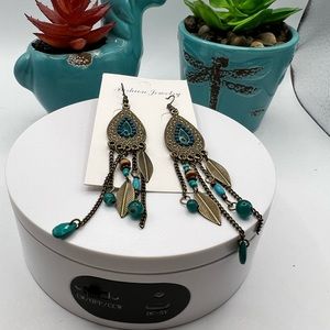 Boho Style Oval‎ Leaf Long Earrings NEW